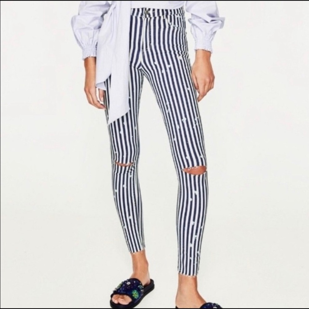 Zara striped jeggings